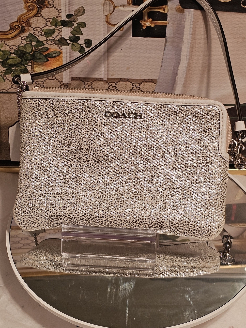 Coach Silver Glitter Wristlet Clutch - Picture 14 of 14